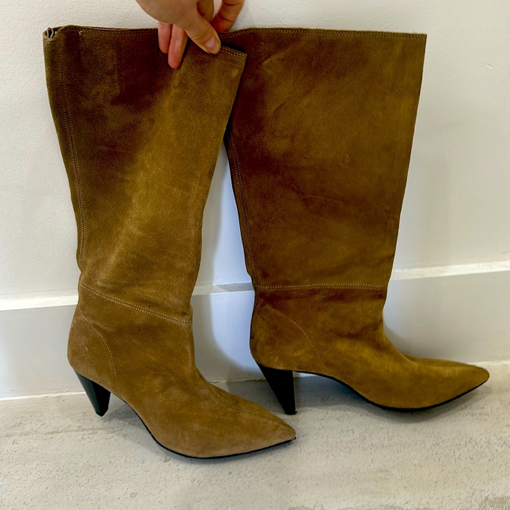 Zara slouchy suede boots
